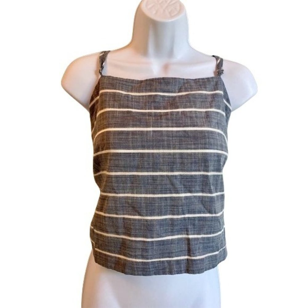 Universal Thread Blue White Striped Crop Top Flyaway Back Adjustable Large NWT